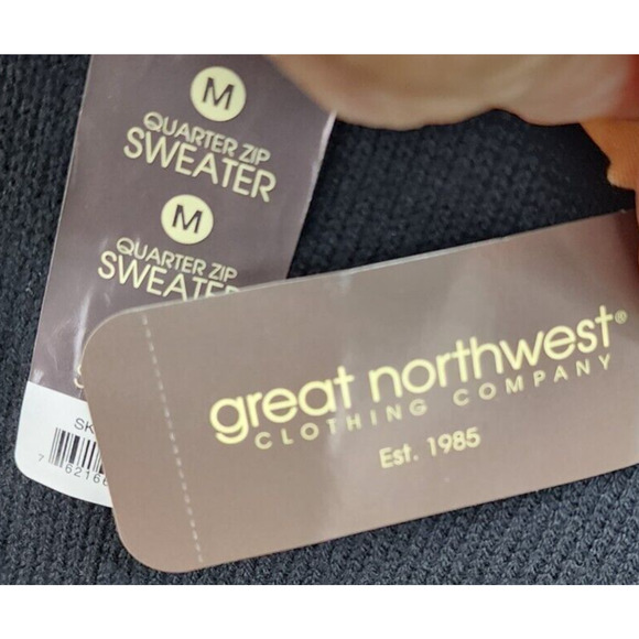 NWT Great Northwest Clothing Co Men’s Medium Black 1/4 Zip Sweater Cotton Blend - Picture 6 of 10